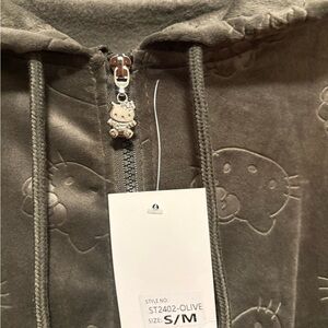 Olive Embossed Hoodie with Character Charm 2-piece set